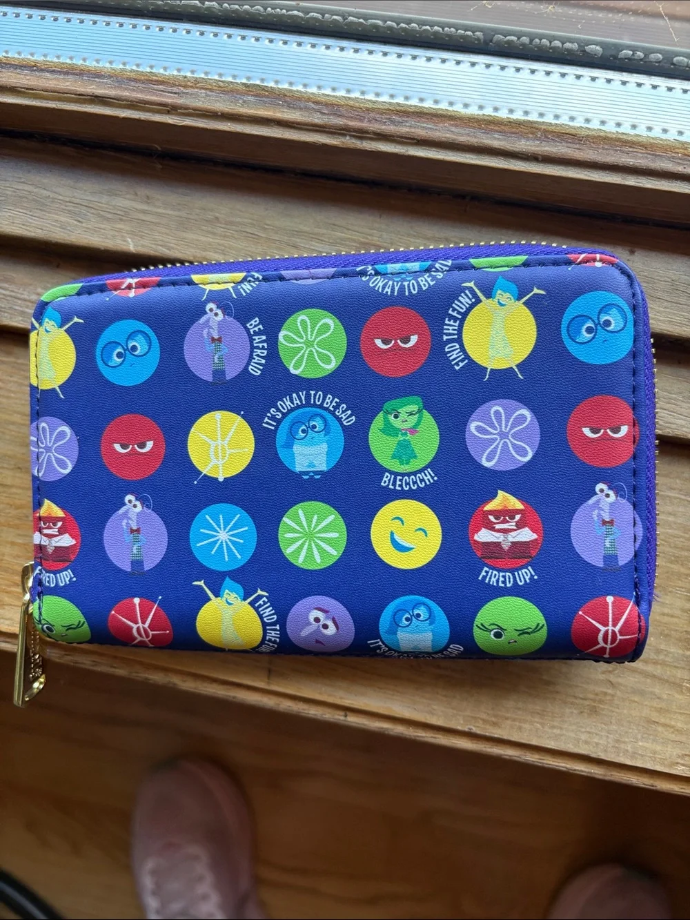 NWOT DISNEY Loungefly Pixar Inside Out Zip Around Emotions Wallet Blue/Purple